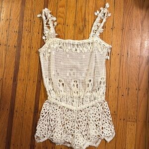 Eberjey Crochet Romper swim lace eyelet cover up swim size small